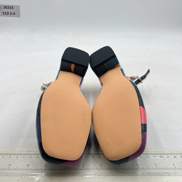 YDN Colorful-dots Square Toe Block Low Heels Slingback Formal Loafer Dressy Shoe - Picture 7 of 8